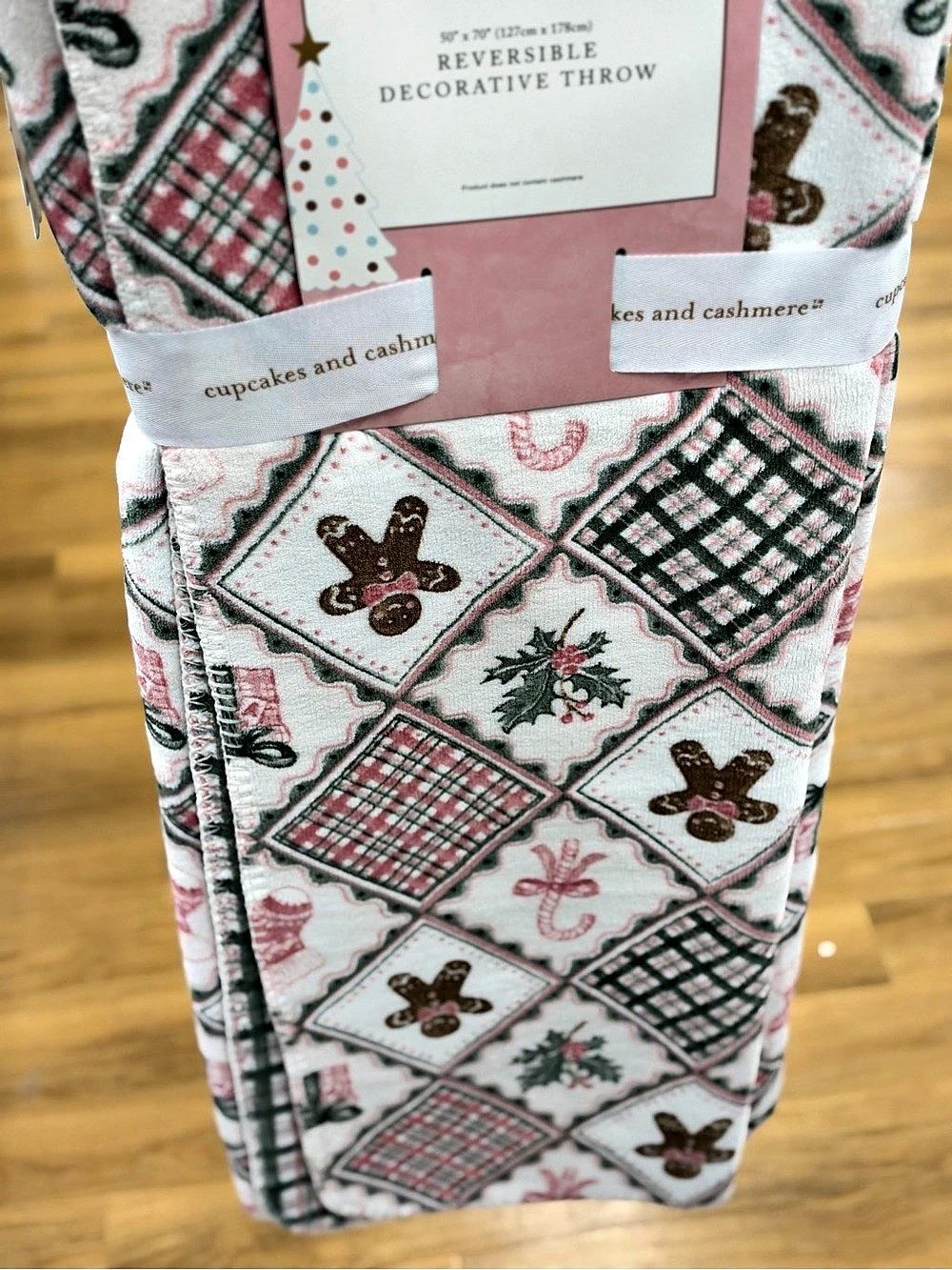 cupcakes and cashmere Reversible Decorative Throw Gingerbread Plaid Reversible
